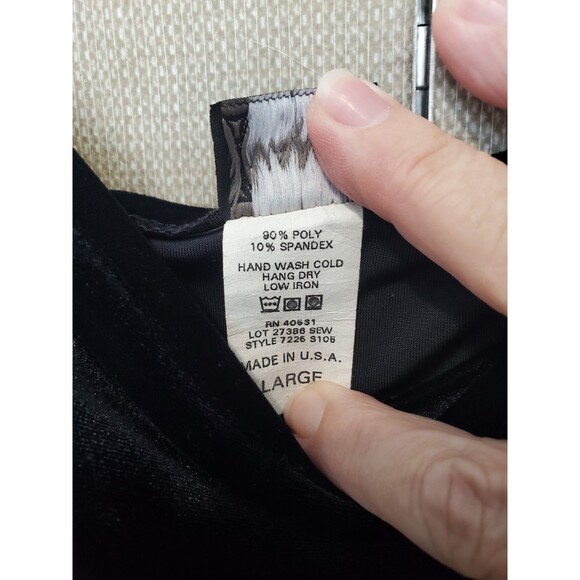 Vamp Vintage Y2K Velvet Floral Shimmer Spaghetti Strap Back Slit Maxi Dress Sz L - Picture 7 of 7